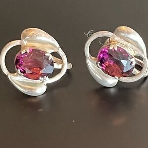Art deco sterling silver purple amethyst earrings